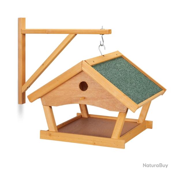 Mangeoire � oiseaux murale design d�coratif 40 x 30 x 15 cm pour jardin en bois vert 13_0009817