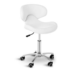 Tabouret si&egrave;ge chaise &agrave; roulettes v&eacute;rin de gaz avec dossier blanc 14_0003740