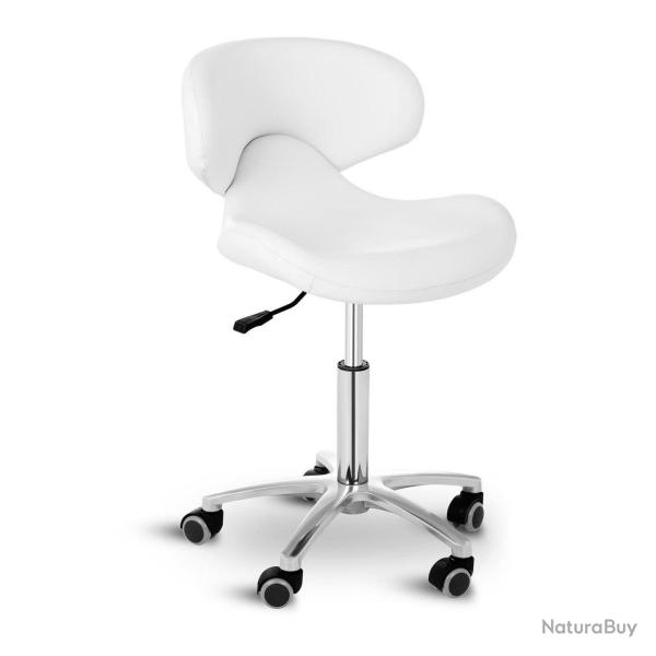 Tabouret si�ge chaise � roulettes v�rin de gaz avec dossier blanc 14_0003740