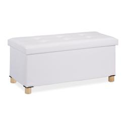 Banc pliable en cuir synth&eacute;tique confortable rangement 35 x 76 x 37 cm en cuir noir 13_0008872