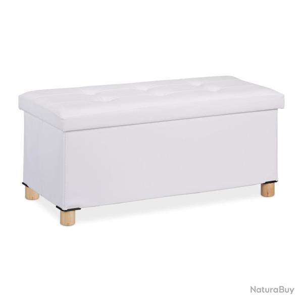 Banc pliable en cuir synth�tique confortable rangement 35 x 76 x 37 cm en cuir noir 13_0008872