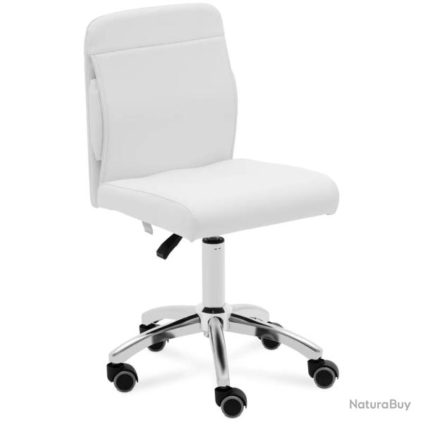 Tabouret � roulette avec dossier 150 kg aluminium PU mousse synth�tique blanc 14_0010102