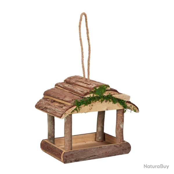 Mangeoire � oiseaux naturelle suspendue jardin 30 x 15 x 15 cm d�corative en bois marron 13_0009375