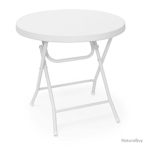 Table pliante rectangulaire jardin 74 x 80 x 80 cm facile � ranger design moderne en plastique blan