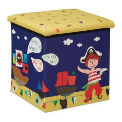 Lot de 1 tabouret pouf enfants meuble rangement d&eacute;coratif 31 x 31 x 31 cm en MDF rose 13_0009576