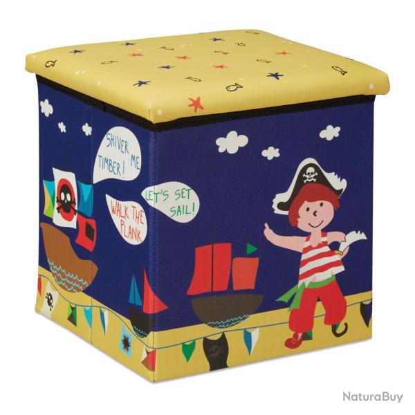Lot de 1 tabouret pouf enfants meuble rangement d�coratif 31 x 31 x 31 cm en MDF rose 13_0009576