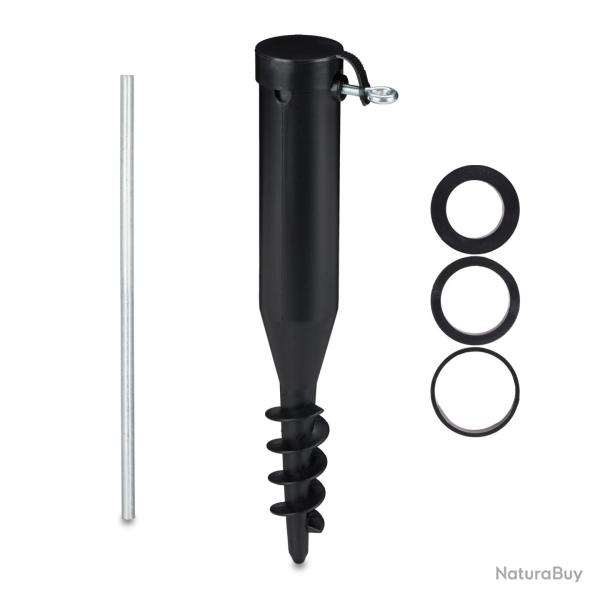 Douille de sol pour parasol avec tige rotative adaptateurs 41 x 6 x 11 cm en plastique noir 13_0009