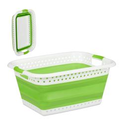 Panier &agrave; linge pliable pratique rangement facile 27 x 61 x 45,5 cm en plastique blanc 13_0009445