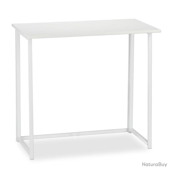 Table de bureau pliante design moderne 74,5 x 80 x 45 cm gain de place �l�gante en PB blanc 13_0009