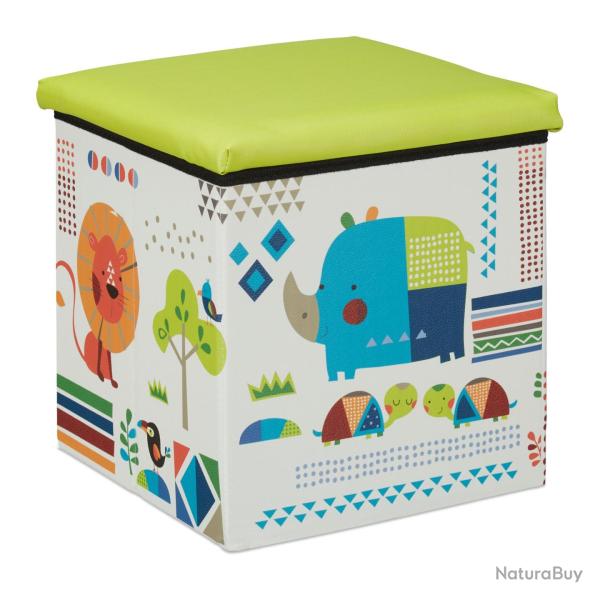 Lot de 1 tabouret pouf enfants meuble rangement d�coratif 31 x 31 x 31 cm en MDF rose 13_0009575