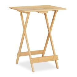 Table pliante d&eacute;corative d'appoint int&eacute;rieur ext&eacute;rieur 80 x 50 x 50 cm en bambou naturel 13_0010147