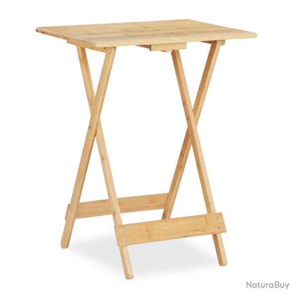 Table pliante d�corative d'appoint int�rieur ext�rieur 80 x 50 x 50 cm en bambou naturel 13_0010147
