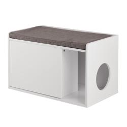 Meuble pour chat avec assise banc confortable 80 x 50 x 45 cm style moderne salle de bain en bois b
