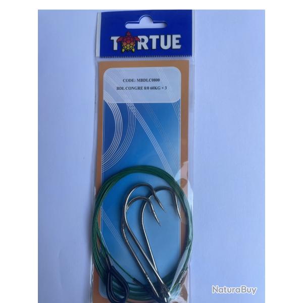? TORTUE bas de ligne congre 8/0 ? 60 kg ? blister de 3 ? MBDLC0800
