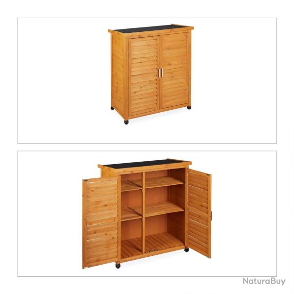 Armoire de jardin meuble de rangement polyvalent espaces ext�rieurs 100 x 80 x 40 cm en bois sapin