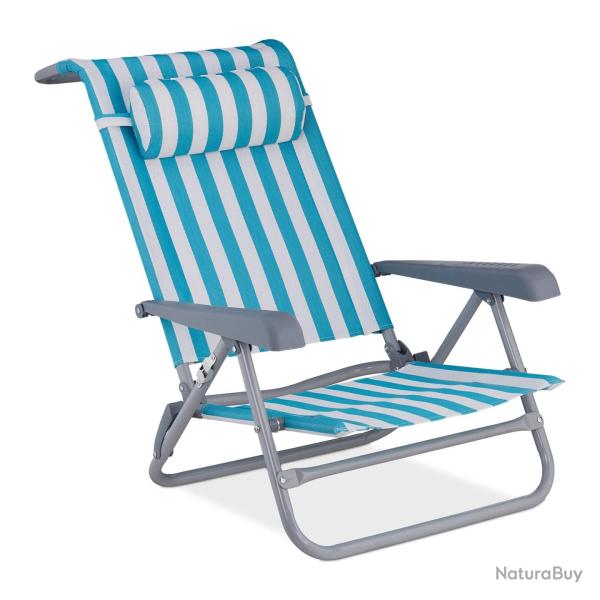 Chaise longue pliante de jardin 190 x 60 x 30 cm 8 positions confortables design ray� en polyester