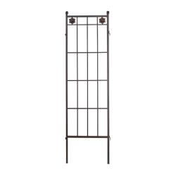 Lot de 2 treillis de jardin design vintage rectiligne brise-vue 100 x 50 cm en m&eacute;tal marron 13_0010