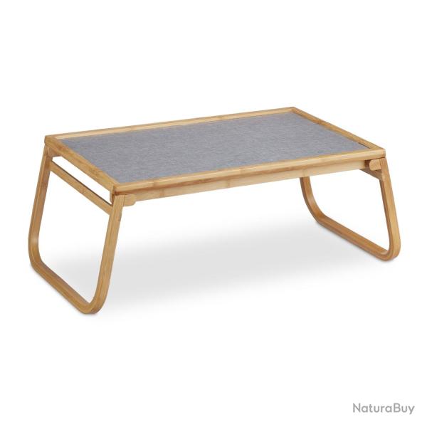 Plateau de lit pliable pratique service cuisine 60 x 40 x 10 cm en bambou naturel 13_0010743
