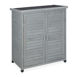 Armoire de jardin en bois pour ext&eacute;rieur 3 &eacute;tag&egrave;res rangement polyvalent style moderne en bois gris