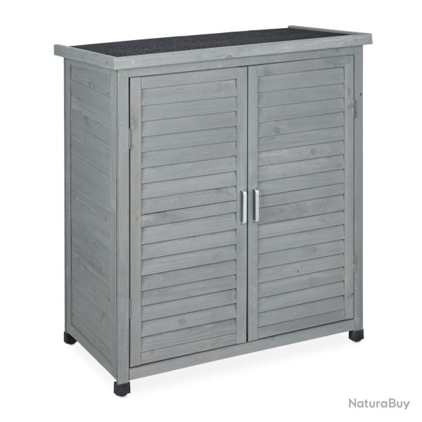 Armoire de jardin en bois pour ext�rieur 3 �tag�res rangement polyvalent style moderne en bois gris