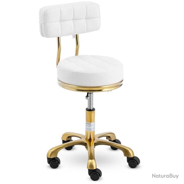 Tabouret � roulette avec dossier 150 kg aluminium PVC contreplaqu� mousse synth�tique blanc 14_0010