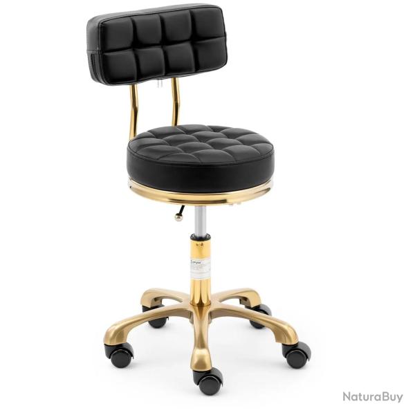 Tabouret � roulette avec dossier 150 kg aluminium PVC contreplaqu� mousse synth�tique noir 14_00101