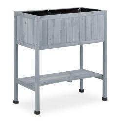 Parterre sur&eacute;lev&eacute; d&eacute;coratif pour balcon terrasse 80,5 x 74 x 38 cm capacit&eacute; 58 litres en bois gris