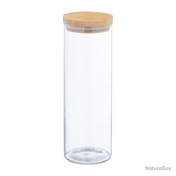 Lot de 4 bocaux de conservation en verre pour aliments 28 x 10 cm �tanches avec couvercle design na