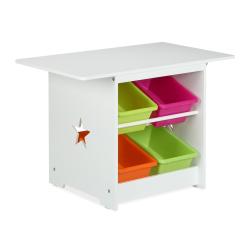 Lot de 3 meubles pour enfants table et chaises avec rangements 75 x 50 x 50 cm en bois blanc 13_001