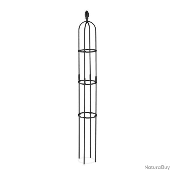 Lot de 2 treillis ob�lisques d�coratifs jardin 160 x 30 x 30 cm en m�tal gris 13_0011782