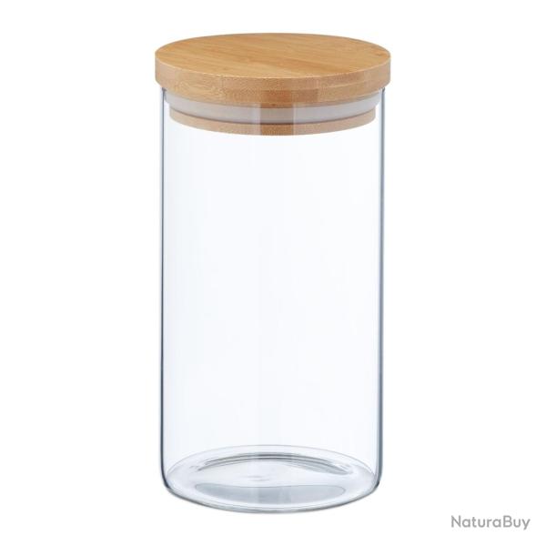 Lot de 4 bocaux de conservation en verre cuisine �tanches pratique design �pur� 14 x 10 x 10 cm en