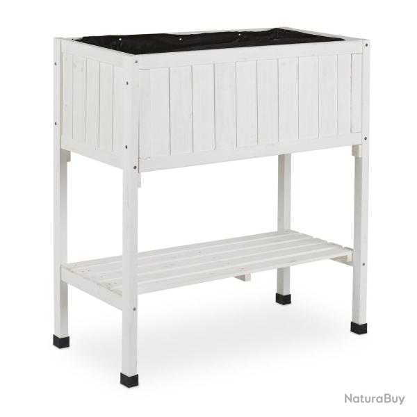 Porte-potager sur�lev� pour terrasse balcon jardin 80 x 74 x 38 cm avec �tag�re ergonomique en sapi