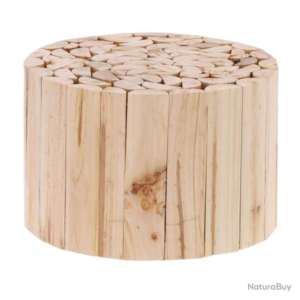 Support d�coratif pour pots de fleurs rond en rondins de bois naturel ambiance cosy 50 x 50 x 30 cm
