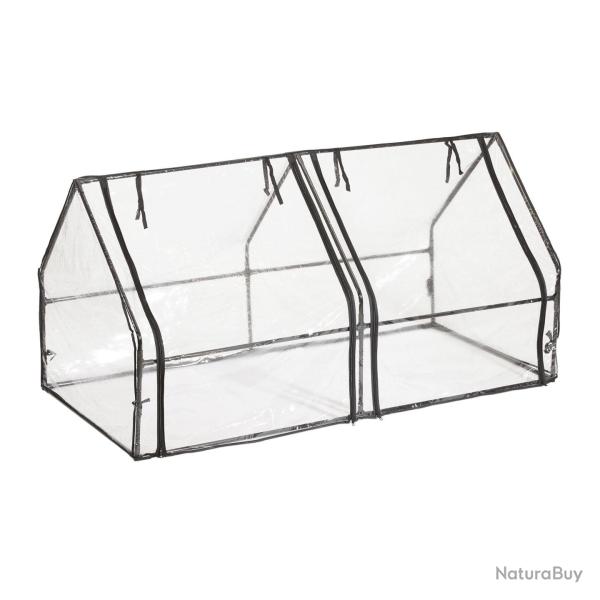 Mini-serre de jardin tunnel l�g�re 220 x 120 x 80 cm polyvalente avec 2 portes en PVC transparent 1