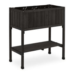 Porte-potager sur&eacute;lev&eacute; pour terrasse balcon jardin 80 x 74 x 38 cm avec &eacute;tag&egrave;re ergonomique en sapi