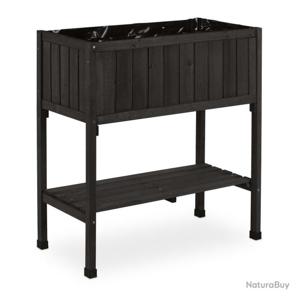 Porte-potager sur�lev� pour terrasse balcon jardin 80 x 74 x 38 cm avec �tag�re ergonomique en sapi
