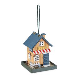Mangeoire &agrave; oiseaux ext&eacute;rieure design campagnard 25 x 20 x 20 cm avec toit ouvrant d&eacute;coratif en boi