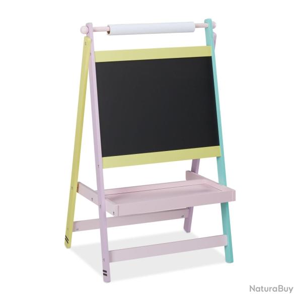 Tableau �ducatif enfants avec rouleau de papier 48 x 30 x 30 cm mobile design color� en bois rose 1