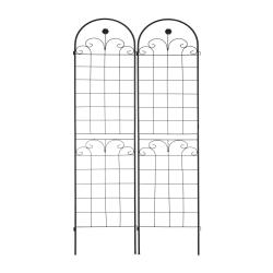 Lot de 2 tuteurs pour plantes grimpantes noir d&eacute;coratif 180 cm en m&eacute;tal noir 13_0012045