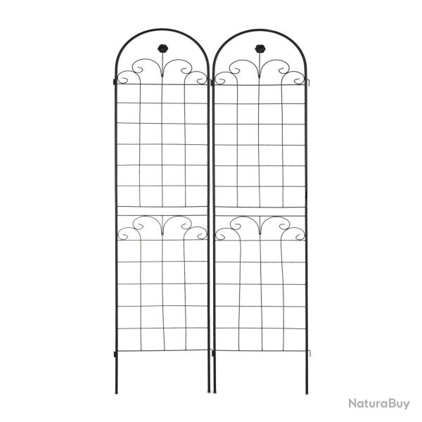 Lot de 2 tuteurs pour plantes grimpantes noir d�coratif 180 cm en m�tal noir 13_0012045