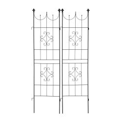 Lot de 2 treillis d&eacute;coratifs pour plantes grimpantes jardin 120 x 40 x 3 cm en m&eacute;tal noir 13_0012046