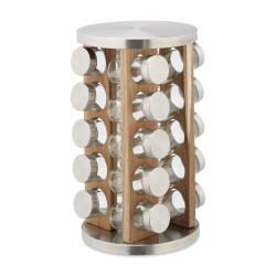 Tourniquet &agrave; &eacute;pices rotatif cuisine rangement pratique 20 pots 5 &eacute;tages en acier inoxydable bois 13