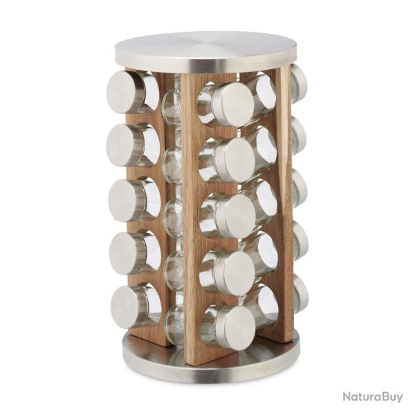 Tourniquet � �pices rotatif cuisine rangement pratique 20 pots 5 �tages en acier inoxydable bois 13