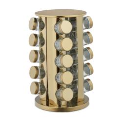 Tourniquet &agrave; &eacute;pices moderne 20 pots en verre pratique rangement 25 x 25 x 30 cm en acier inoxydable