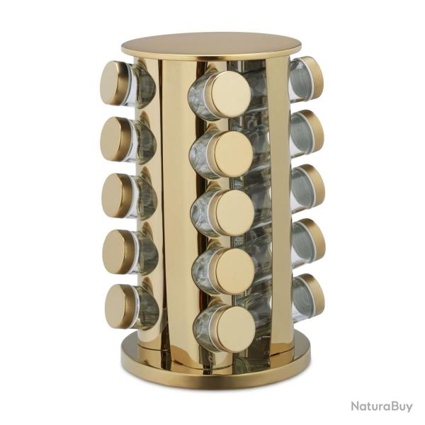 Tourniquet � �pices moderne 20 pots en verre pratique rangement 25 x 25 x 30 cm en acier inoxydable
