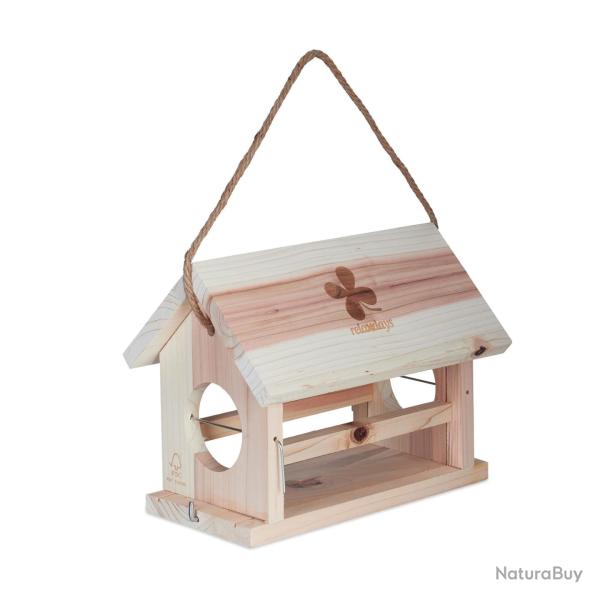Mangeoire d'ext�rieur pour oiseaux jardin toit ouvrant 25 x 30 x 25 cm en bois naturel 13_0012343