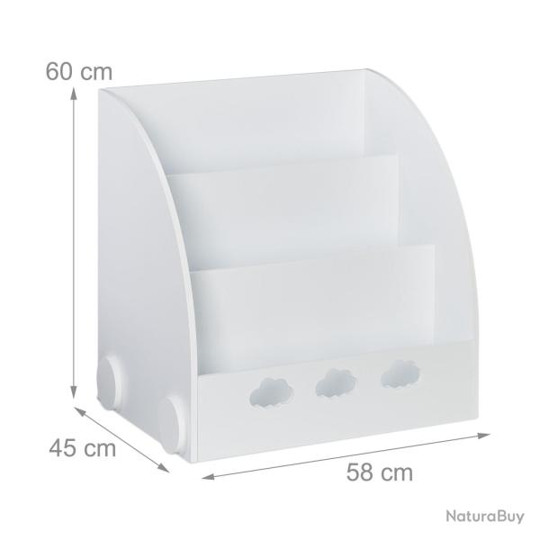 �tag�re de rangement pour livres enfants hauteur ajust�e 80 x 30 x 60 cm en MDF blanc 13_0011796