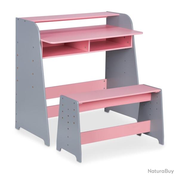 Lot de 2 meubles enfants pratique modulable bureau r�glable 90 x 50 x 75 cm en bois blanc 13_0012307