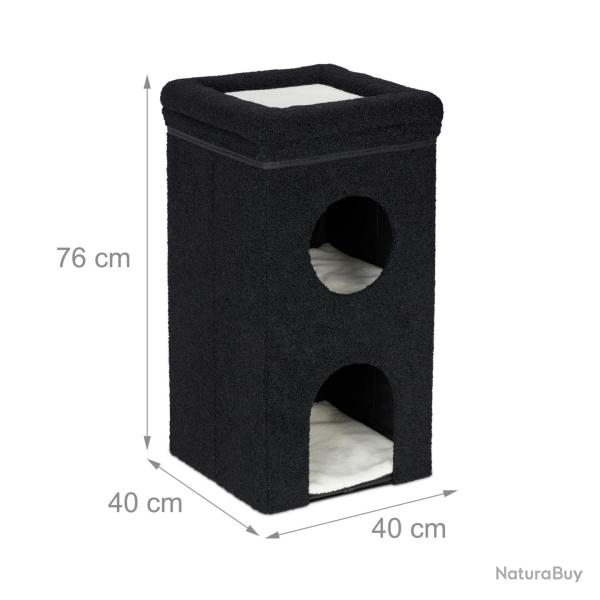 Maison pour chat abri int�rieur pliable avec surface d'observation 3 niveaux 45 x 40 x 40 cm en tis