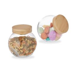 Lot de 2 bocaux de conservation ronds en verre 12 x 12 x 20 cm design &eacute;l&eacute;gant herm&eacute;tique en verre t